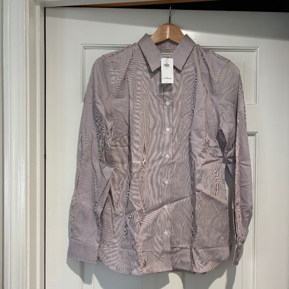 Banana Republic Maroon Stripe Tailored Button Down NWT